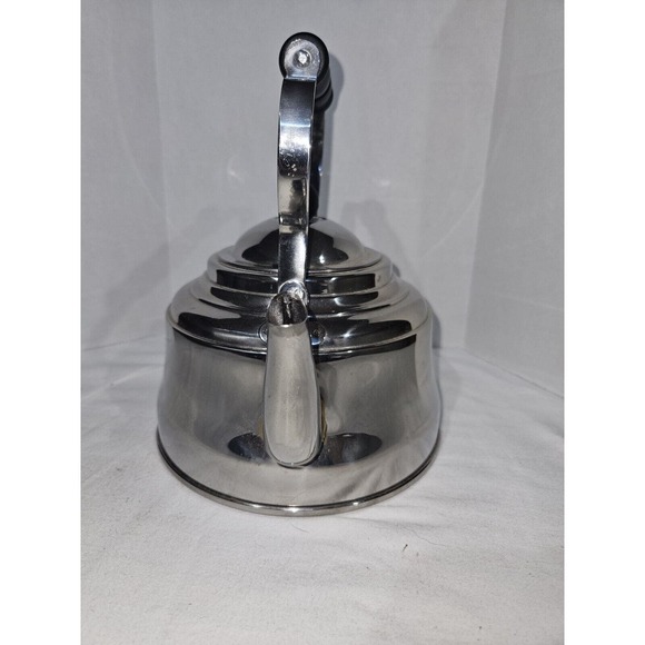 Brookfield Tea Kettle Black Handle 2 Quart Indonesia 18/10 Vintage - Picture 2 of 9